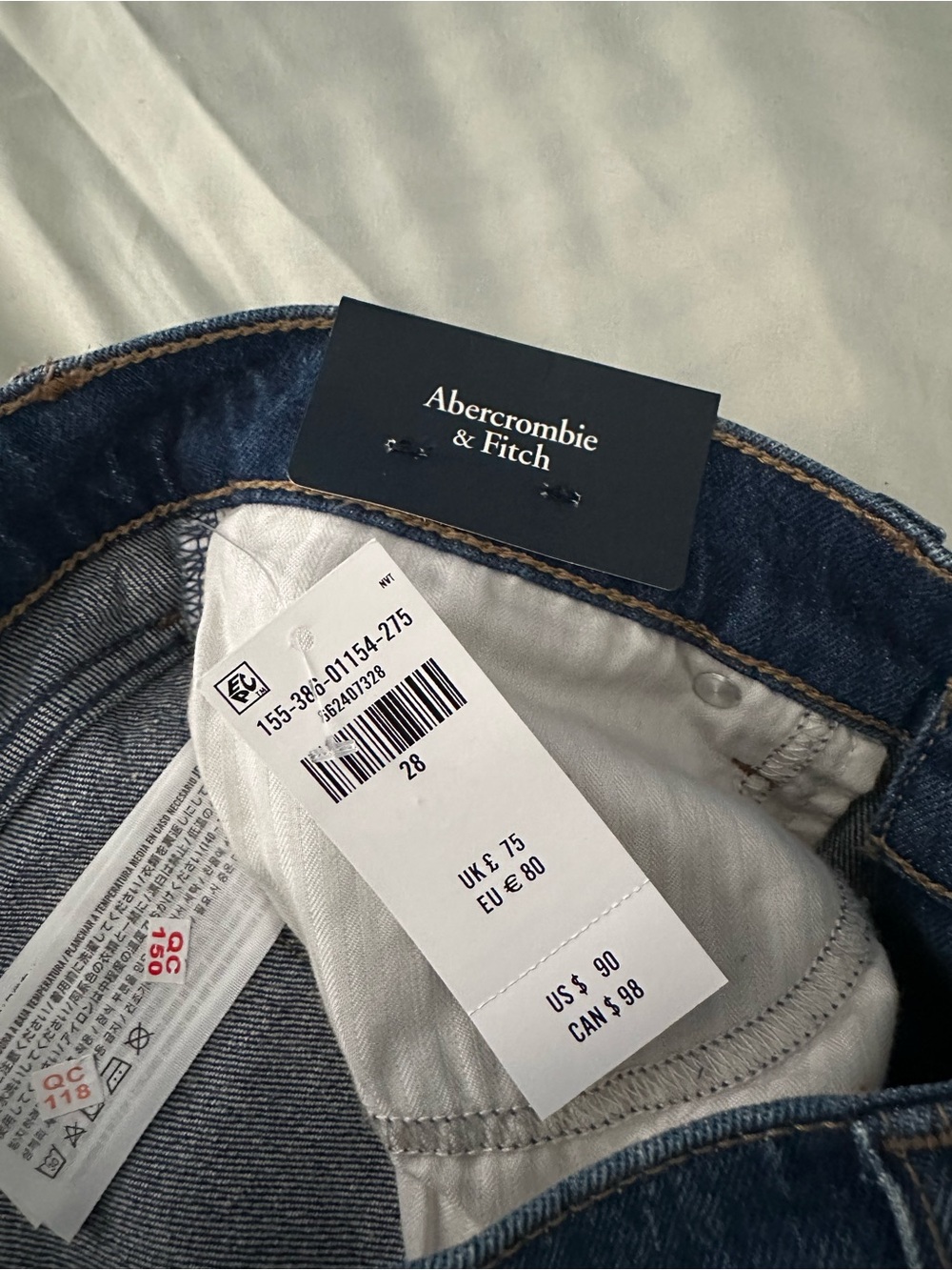 Abercrombie & Fitch Size 28 Curve Love Low Rise 90s Relaxed Jean in Dark Marble - Picture 9 of 9
